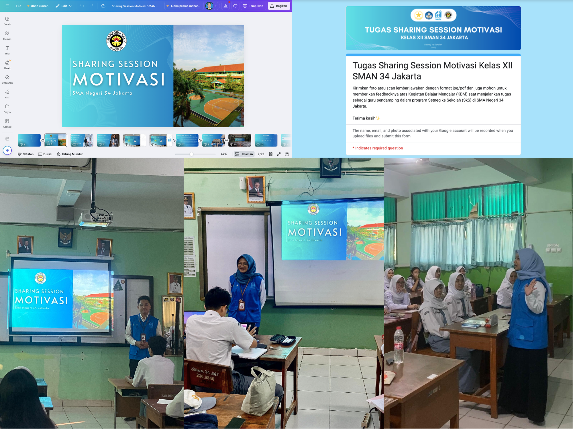 Sharing Session Motivasi dengan Siswa Kelas XII SMAN 34 Jakarta